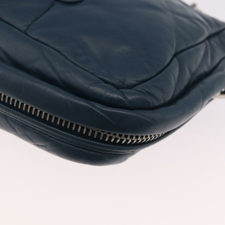 【日本直送】PRADA 鏈條單肩包 皮革 藍色 銀色 正品 186890V-16