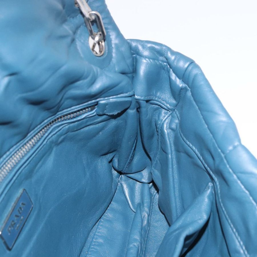 【日本直送】PRADA 鏈條單肩包 皮革 藍色 銀色 正品 186890V-21