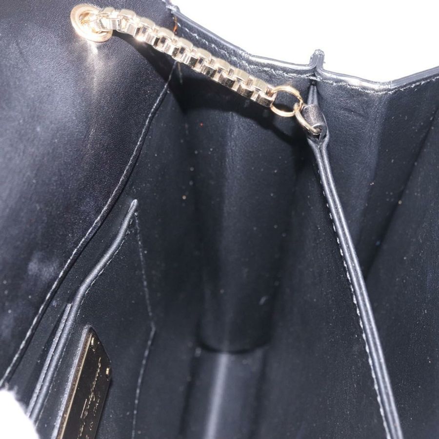 【日本直送】Salvatore Ferragamo Gancini 鏈條肩背包,黑色皮革,金色,正品,貨號 185725A-17