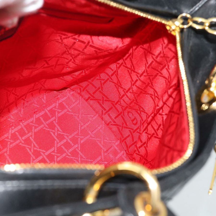 【日本直送】Christian Dior Lady Dior 手提包,羊皮材質,黑色,金色,正品,貨號 186836SAV-17