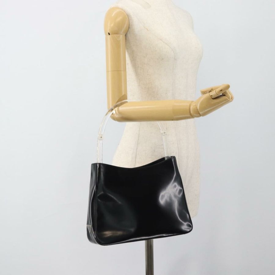 【日本直送】PRADA 黑色銀色皮革肩背包,正品 187050A-25