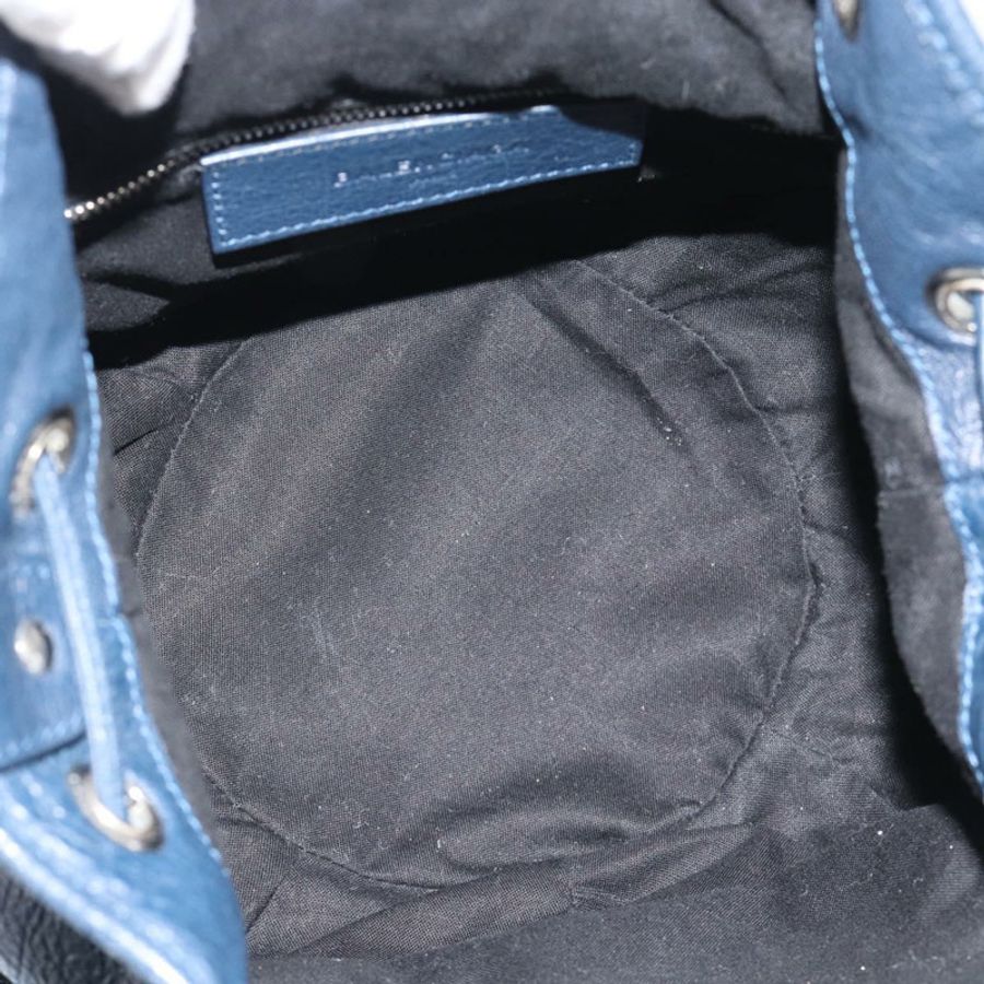 【日本直送】BALENCIAGA 巨型迷你絨球手提包 皮革 兩用 海軍藍/銀色 正品 186261SM-9