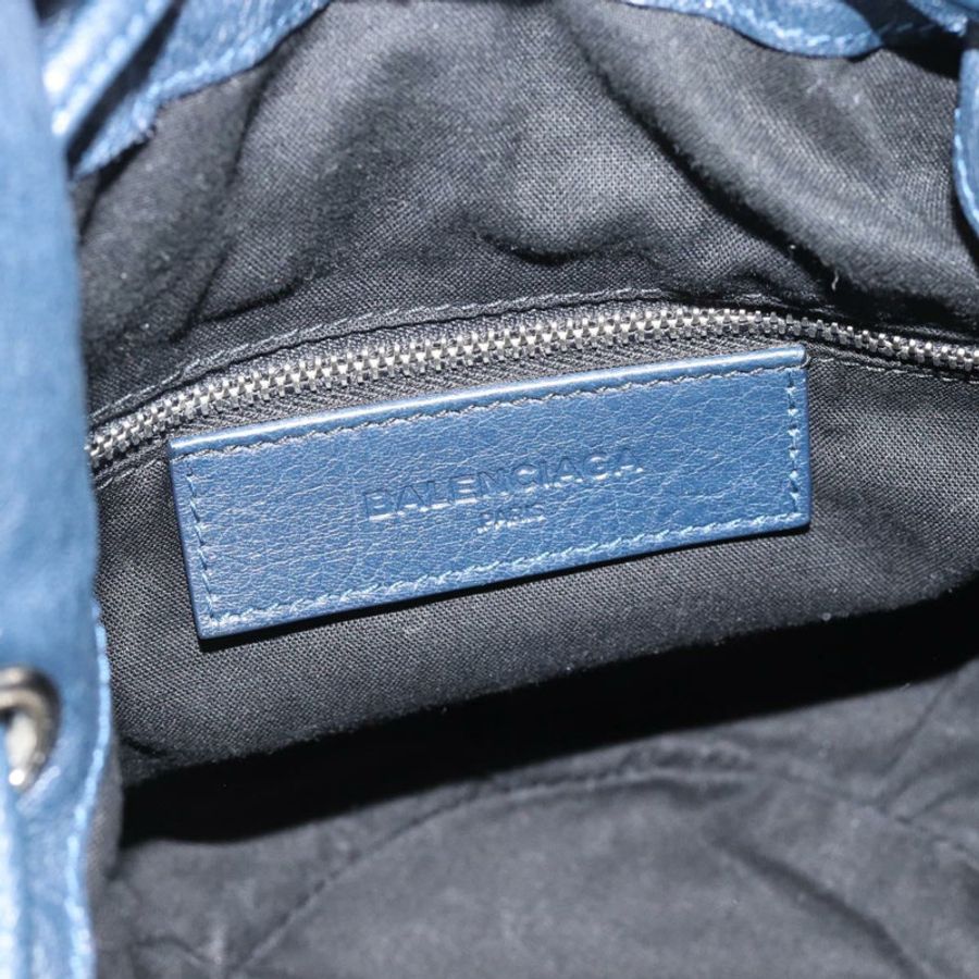 【日本直送】BALENCIAGA 巨型迷你絨球手提包 皮革 兩用 海軍藍/銀色 正品 186261SM-19