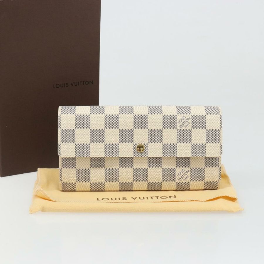 【日本直送】路易威登 Damier Azur Portefeuille Sarah 長版皮夾 N61735 LV Auth 186278V-11