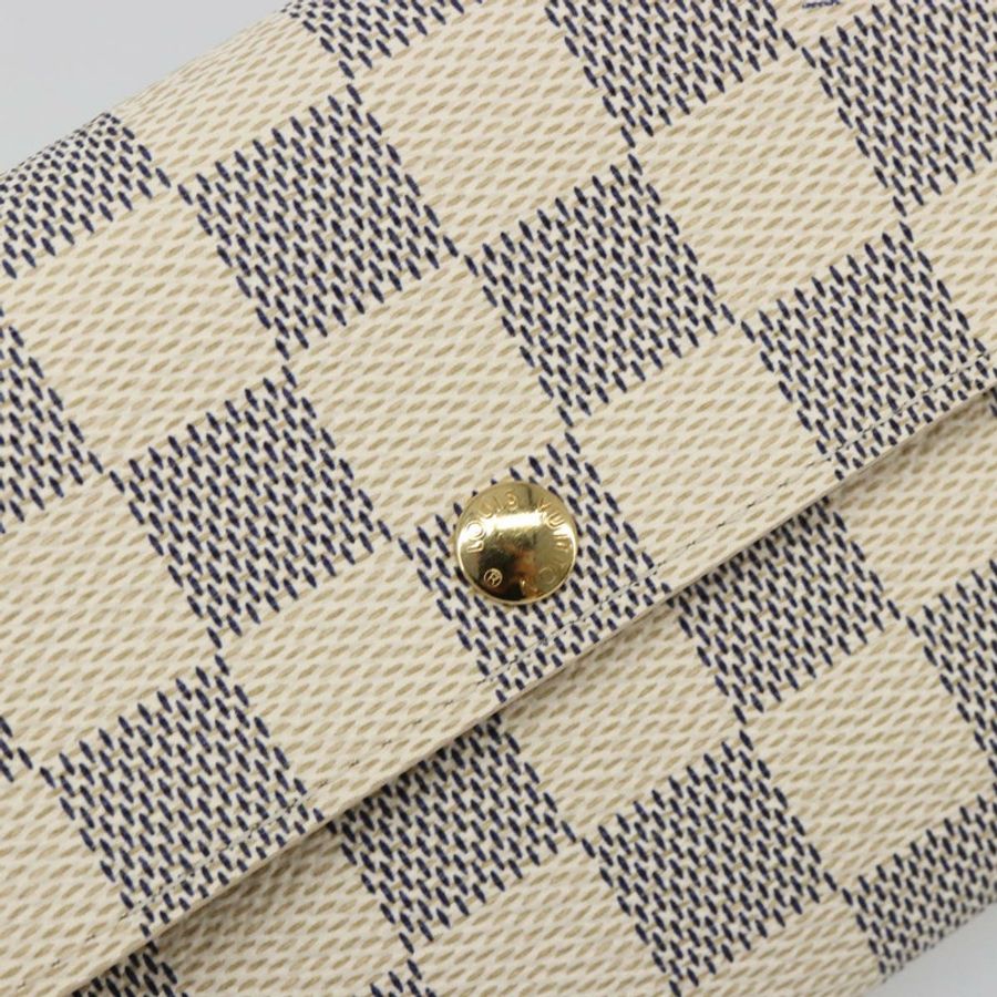 【日本直送】路易威登 Damier Azur Portefeuille Sarah 長版皮夾 N61735 LV Auth 186278V-16