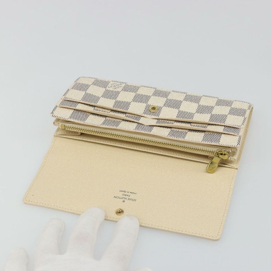 【日本直送】路易威登 Damier Azur Portefeuille Sarah 長版皮夾 N61735 LV Auth 186278V-17