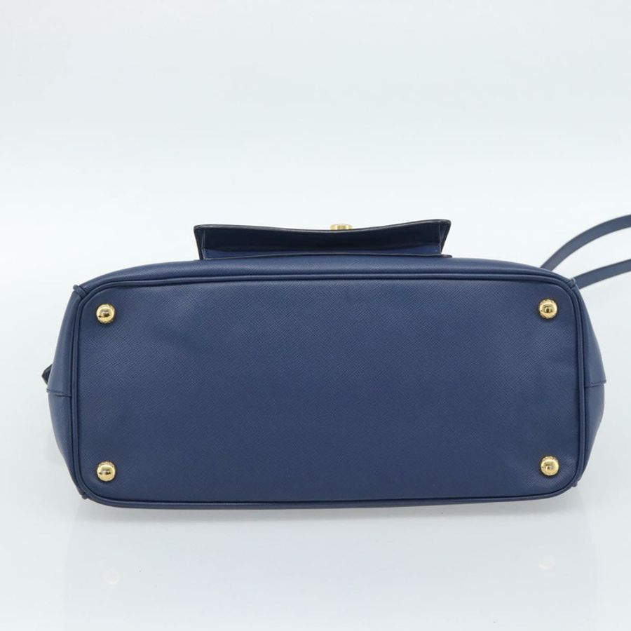 【日本直送】PRADA 手提包 Saffiano 皮革 2way Blue Gold Auth 186202M-4