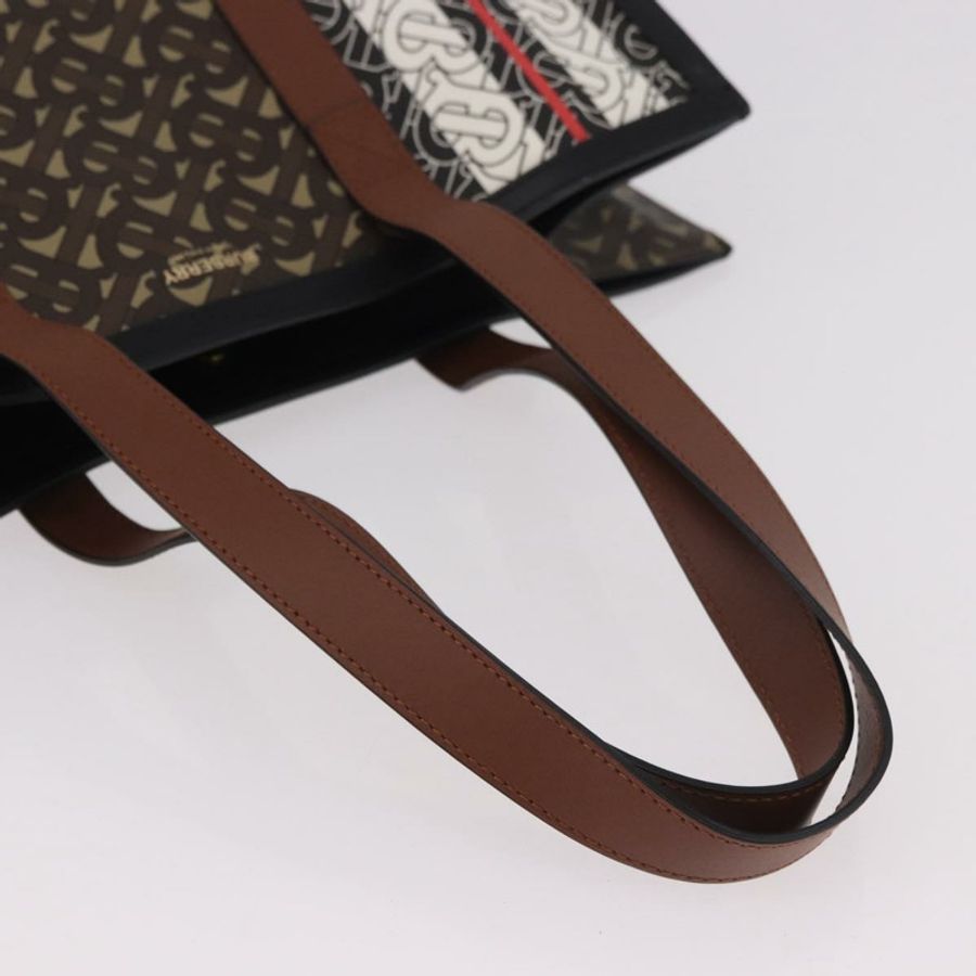【日本直送】BURBERRY 手提包 PVC 皮革 棕色 金色 正品 186186M-6