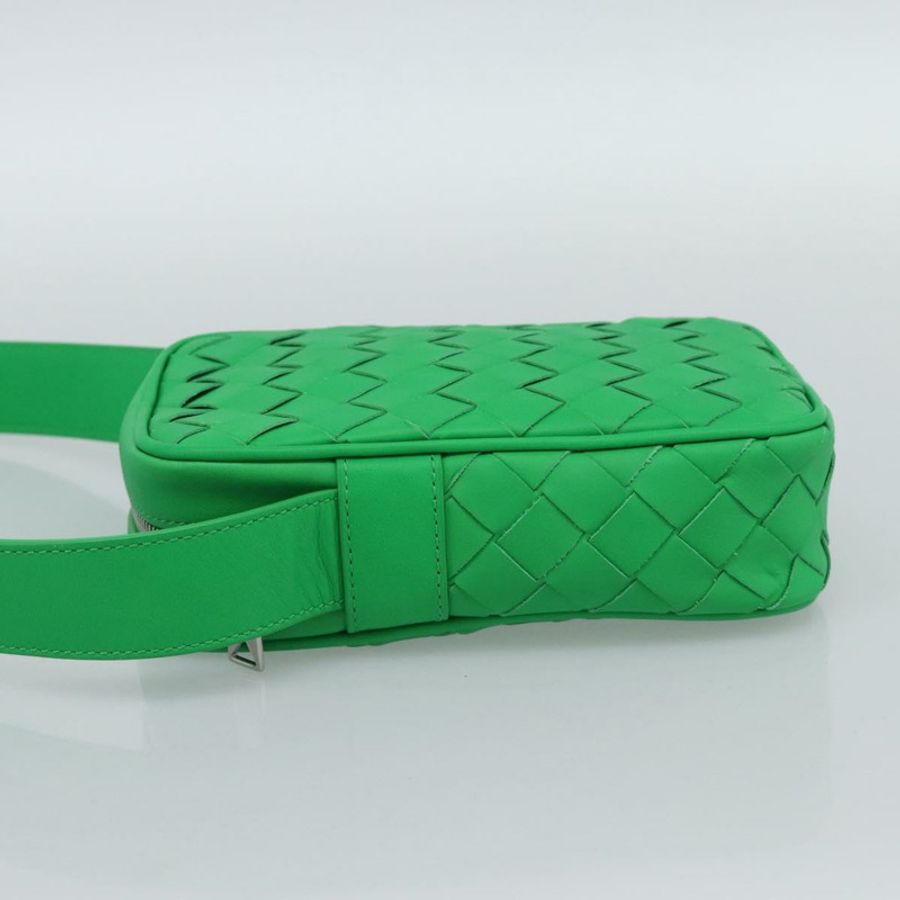 【日本直送】BOTTEGA VENETA INTRECCIATO 皮革肩背包 綠色 銀色 正品 186185M-2