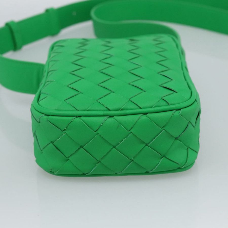 【日本直送】BOTTEGA VENETA INTRECCIATO 皮革肩背包 綠色 銀色 正品 186185M-4