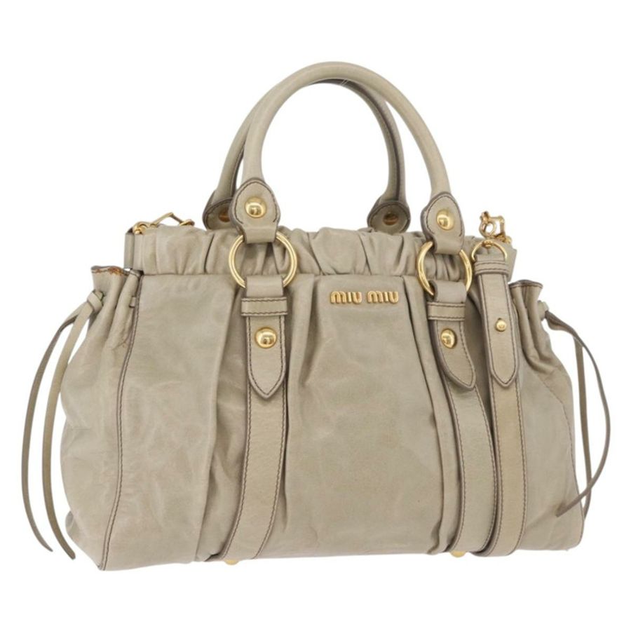 【日本直送】Miu Miu 手提包 皮革 兩用 米色 金色 正品 186300M-0