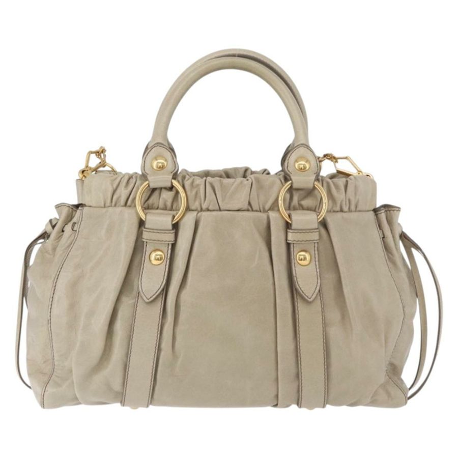 【日本直送】Miu Miu 手提包 皮革 兩用 米色 金色 正品 186300M-1