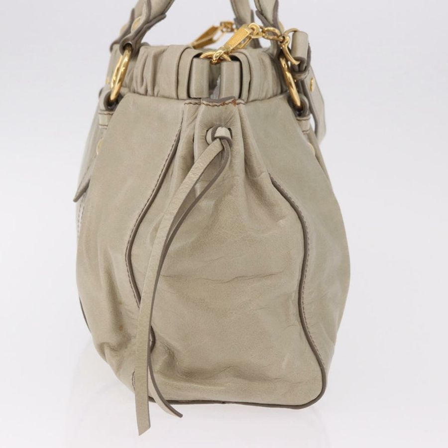 【日本直送】Miu Miu 手提包 皮革 兩用 米色 金色 正品 186300M-3