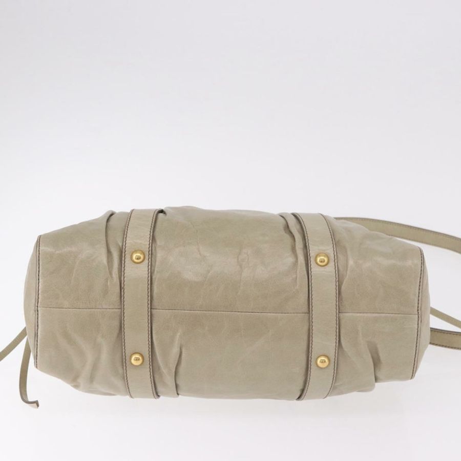 【日本直送】Miu Miu 手提包 皮革 兩用 米色 金色 正品 186300M-4