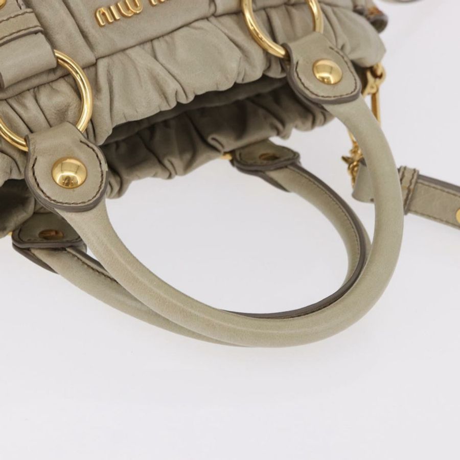 【日本直送】Miu Miu 手提包 皮革 兩用 米色 金色 正品 186300M-6