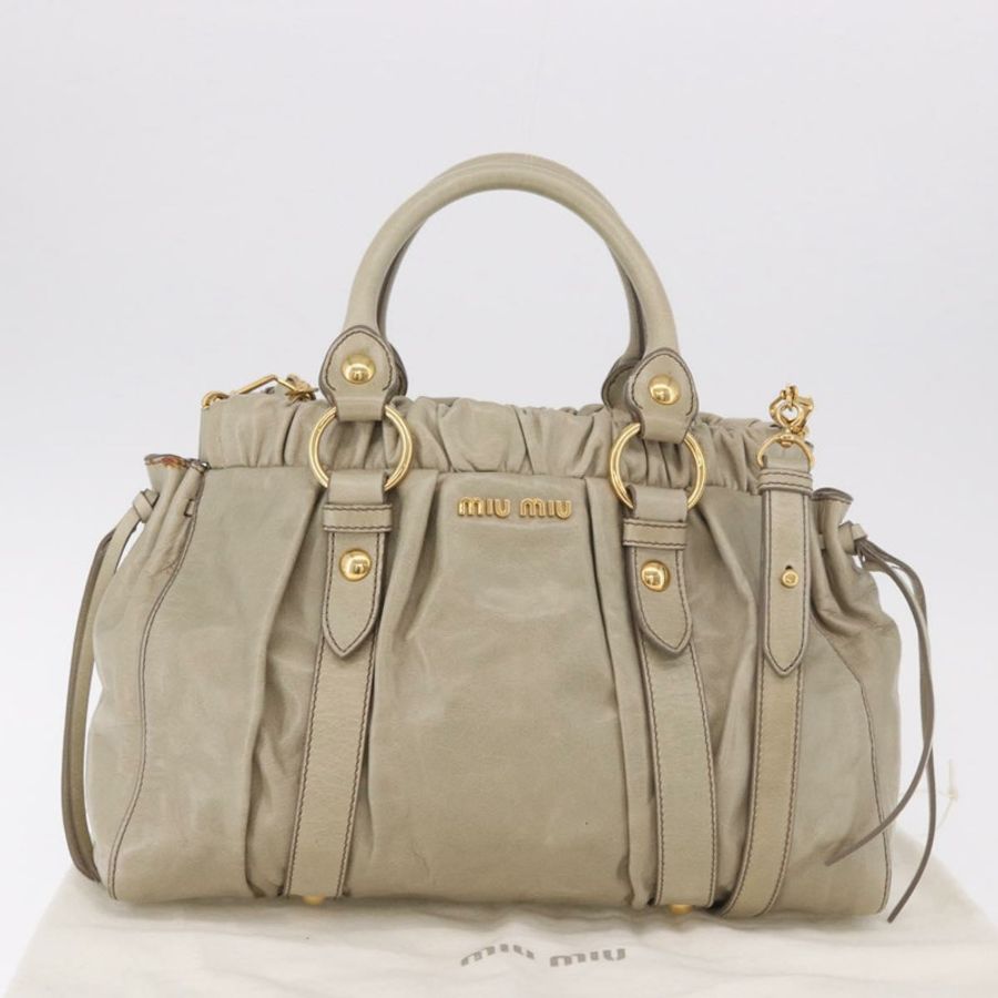 【日本直送】Miu Miu 手提包 皮革 兩用 米色 金色 正品 186300M-11