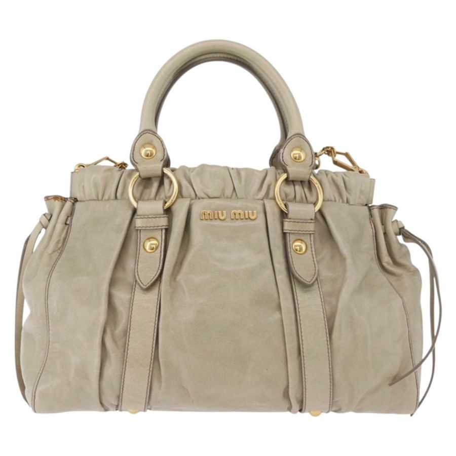 【日本直送】Miu Miu 手提包 皮革 兩用 米色 金色 正品 186300M-12