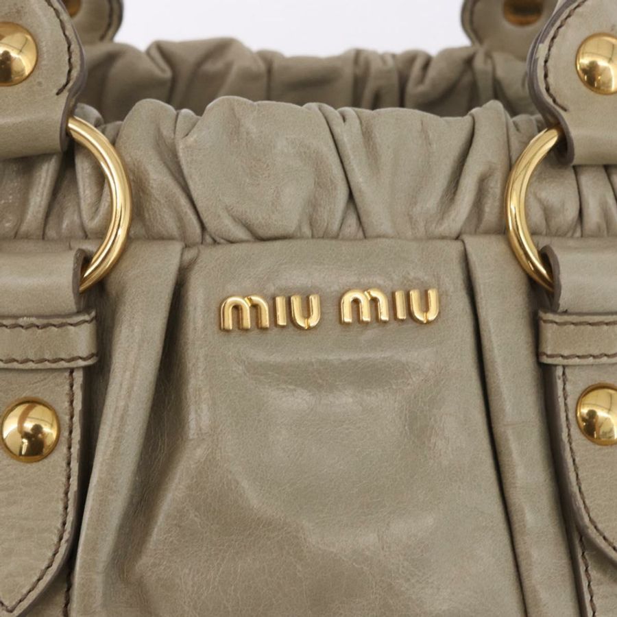 【日本直送】Miu Miu 手提包 皮革 兩用 米色 金色 正品 186300M-18