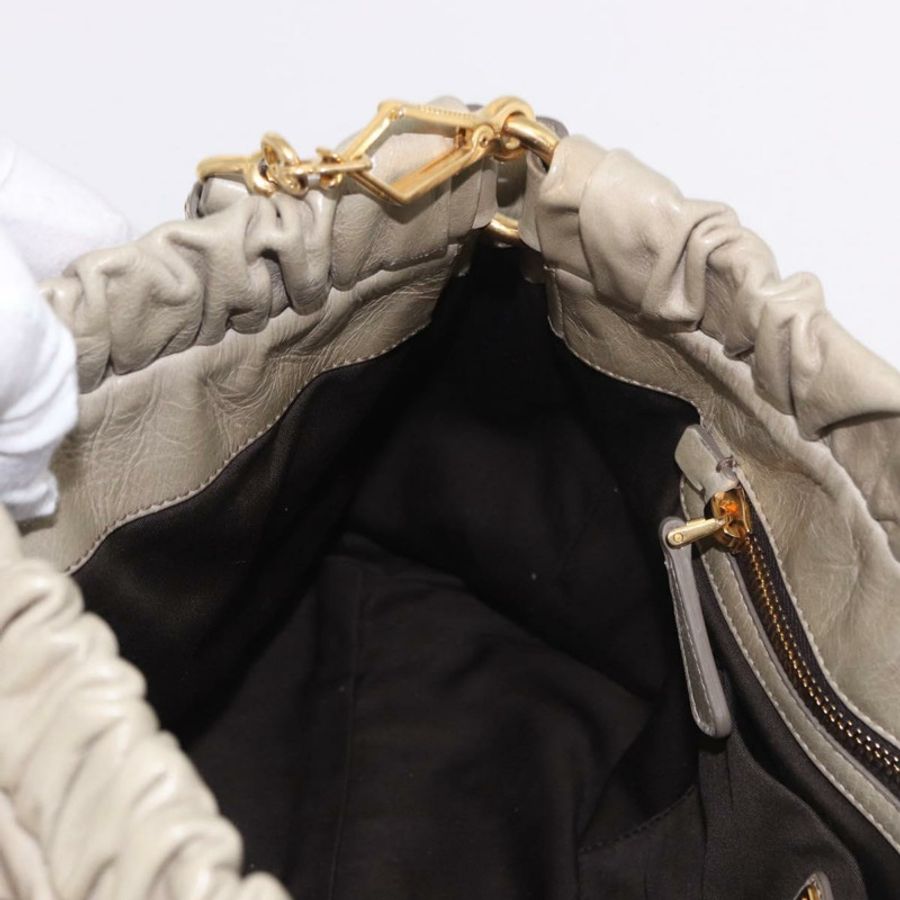 【日本直送】Miu Miu 手提包 皮革 兩用 米色 金色 正品 186300M-21