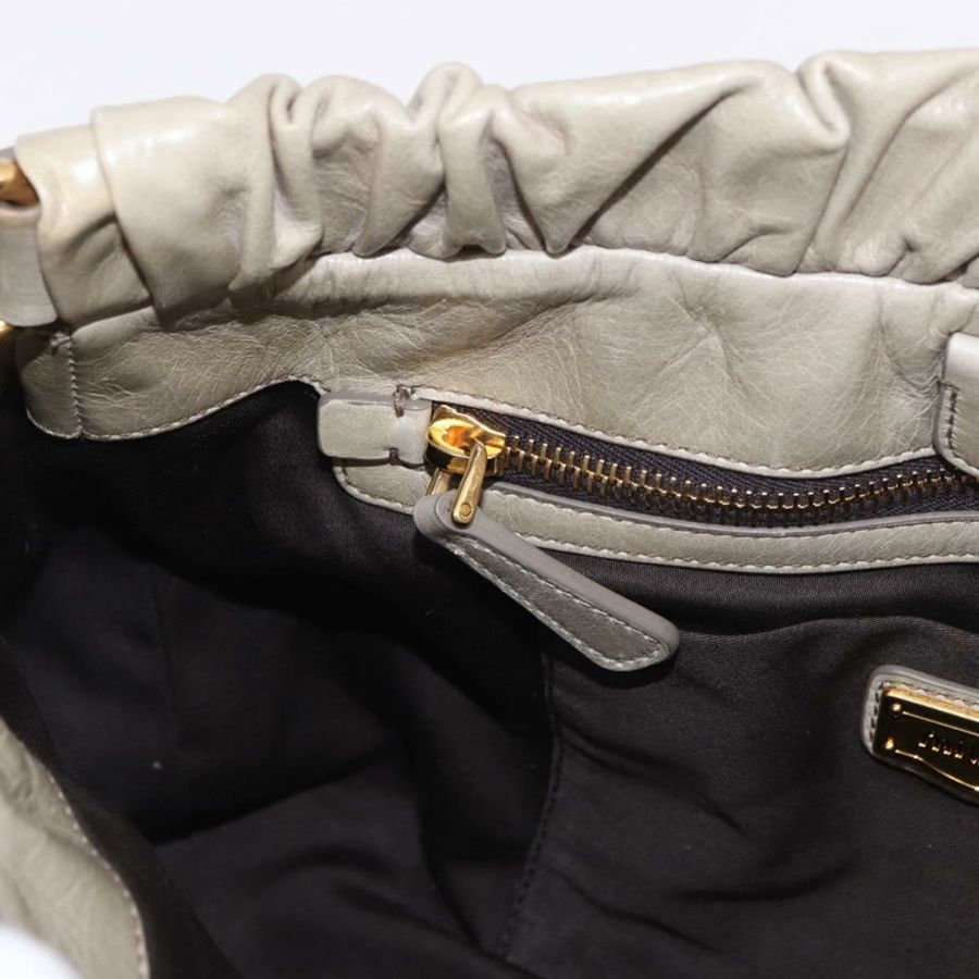 【日本直送】Miu Miu 手提包 皮革 兩用 米色 金色 正品 186300M-22