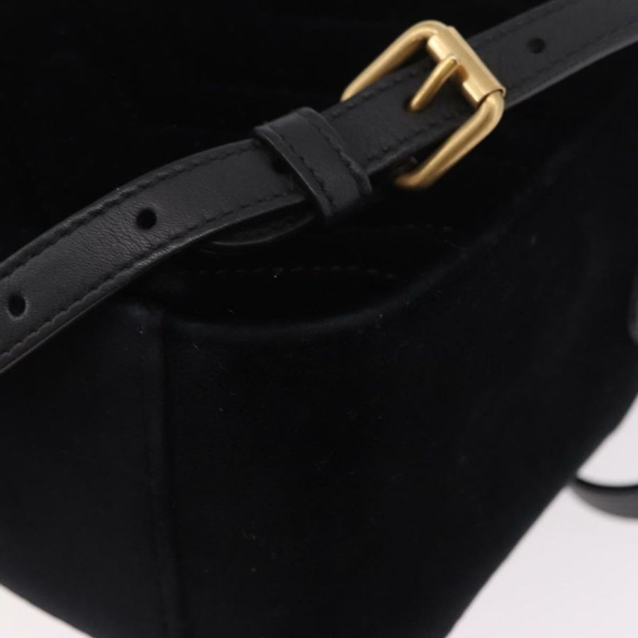【日本直送】GUCCI GG Marmont 天鵝絨雙肩包,黑色/金色,貨號 524568,正品編號 186222SAM-18