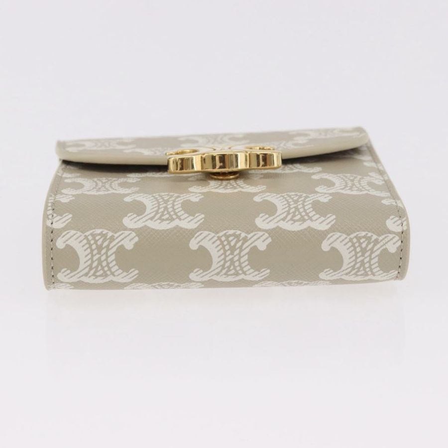 【日本直送】CELINE Triomphe 三折錢包 PVC 米色 金色 正品 186147M-5