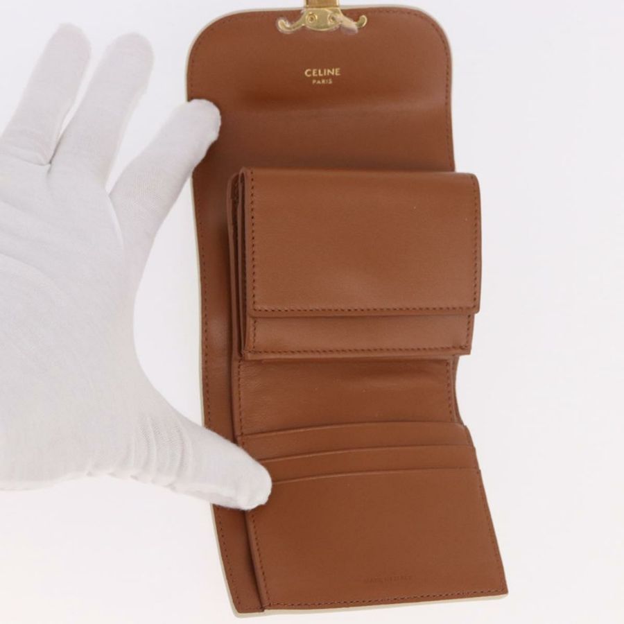 【日本直送】CELINE Triomphe 三折錢包 PVC 米色 金色 正品 186147M-7