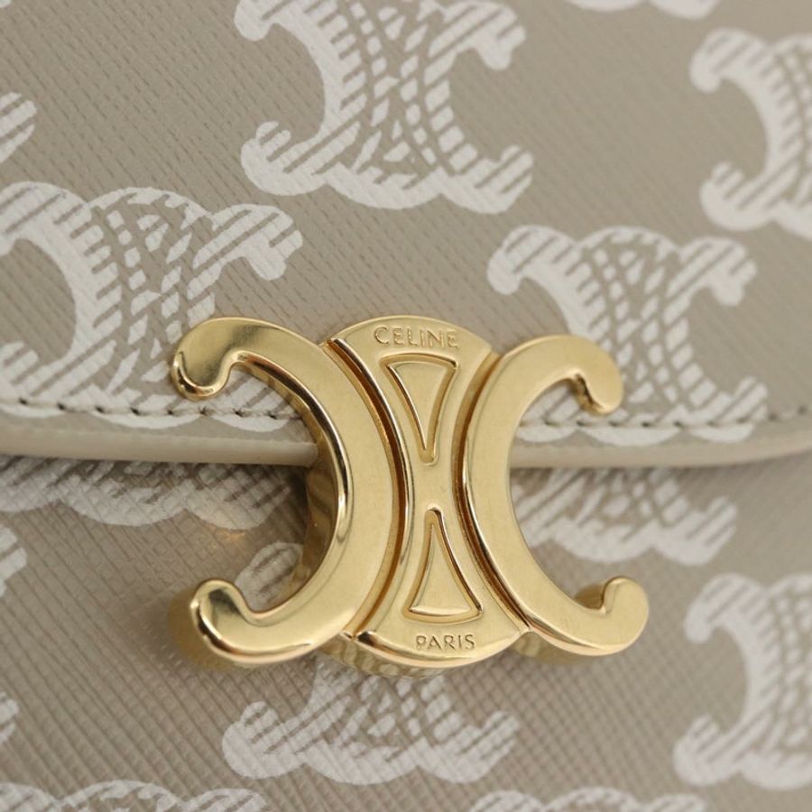 【日本直送】CELINE Triomphe 三折錢包 PVC 米色 金色 正品 186147M-16