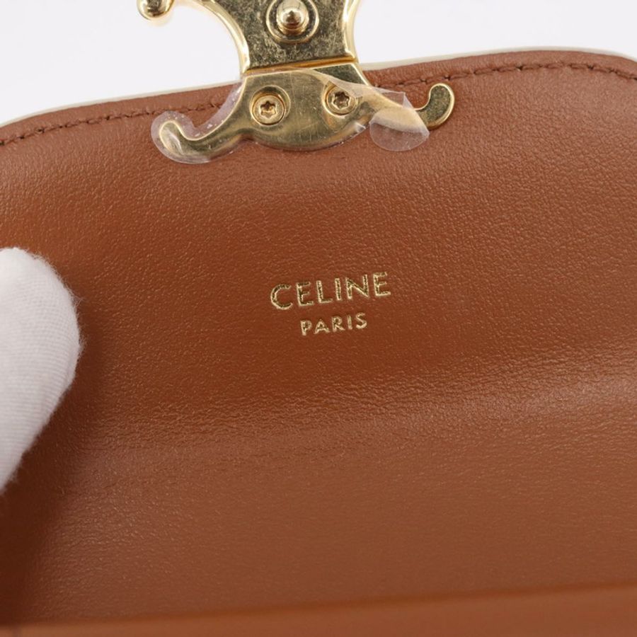 【日本直送】CELINE Triomphe 三折錢包 PVC 米色 金色 正品 186147M-17