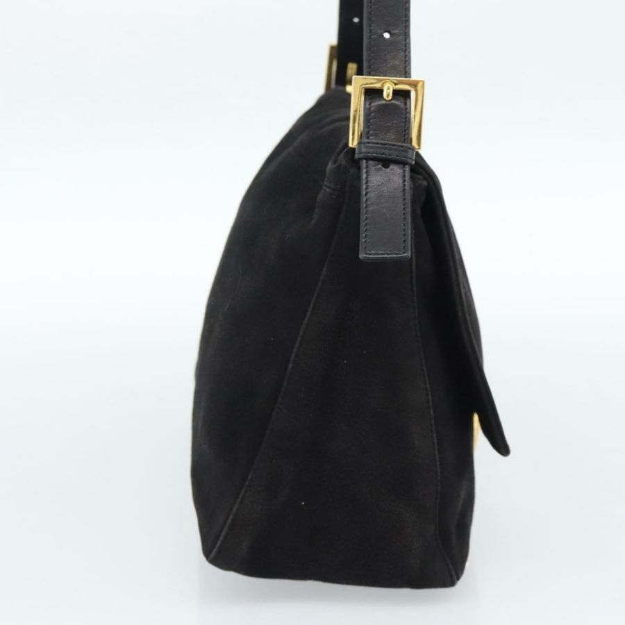 【日本直送】FENDI Mamma Baguette 單肩包,黑色麂皮,金色,正品編號 187561SAM-2