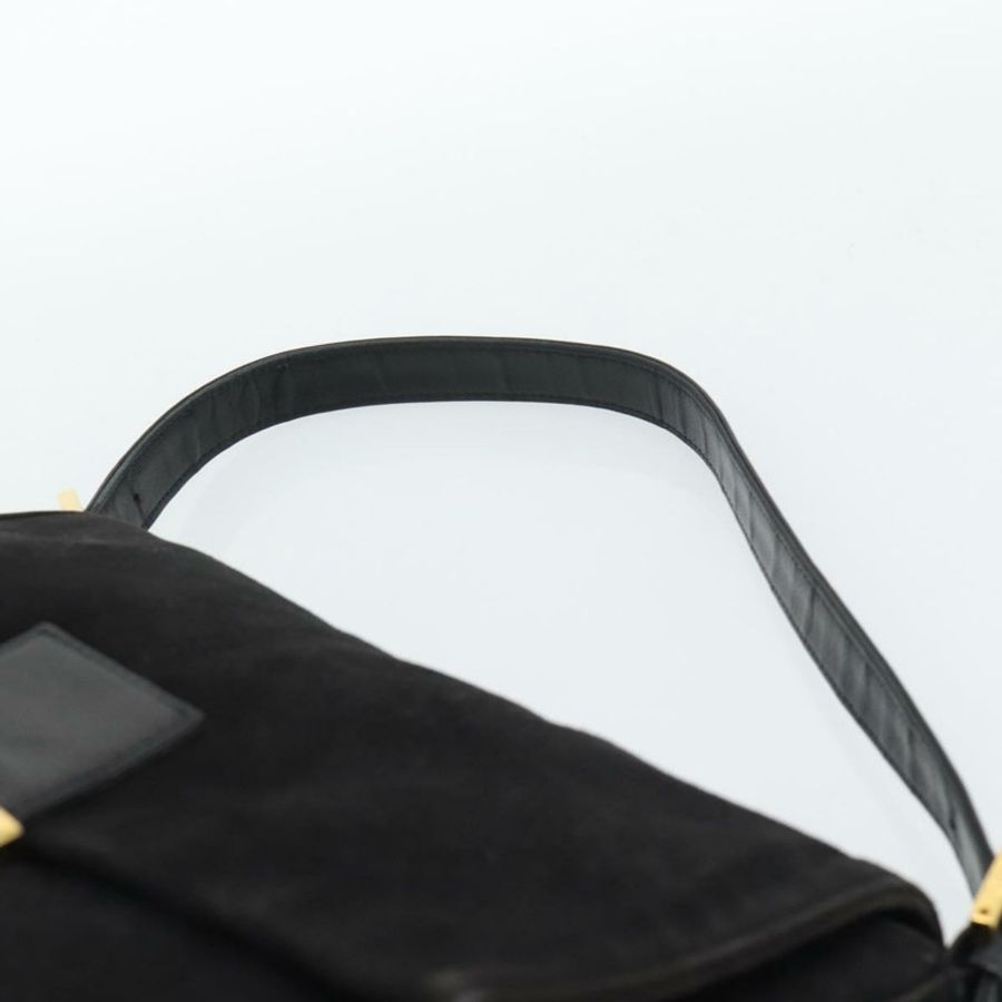 【日本直送】FENDI Mamma Baguette 單肩包,黑色麂皮,金色,正品編號 187561SAM-7