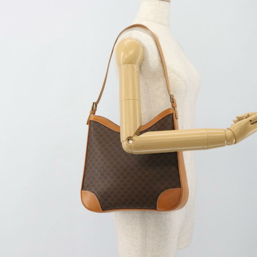 【日本直送】CELINE Macadam帆布肩背包 PVC皮革 棕色 金色 正品 187649V-21