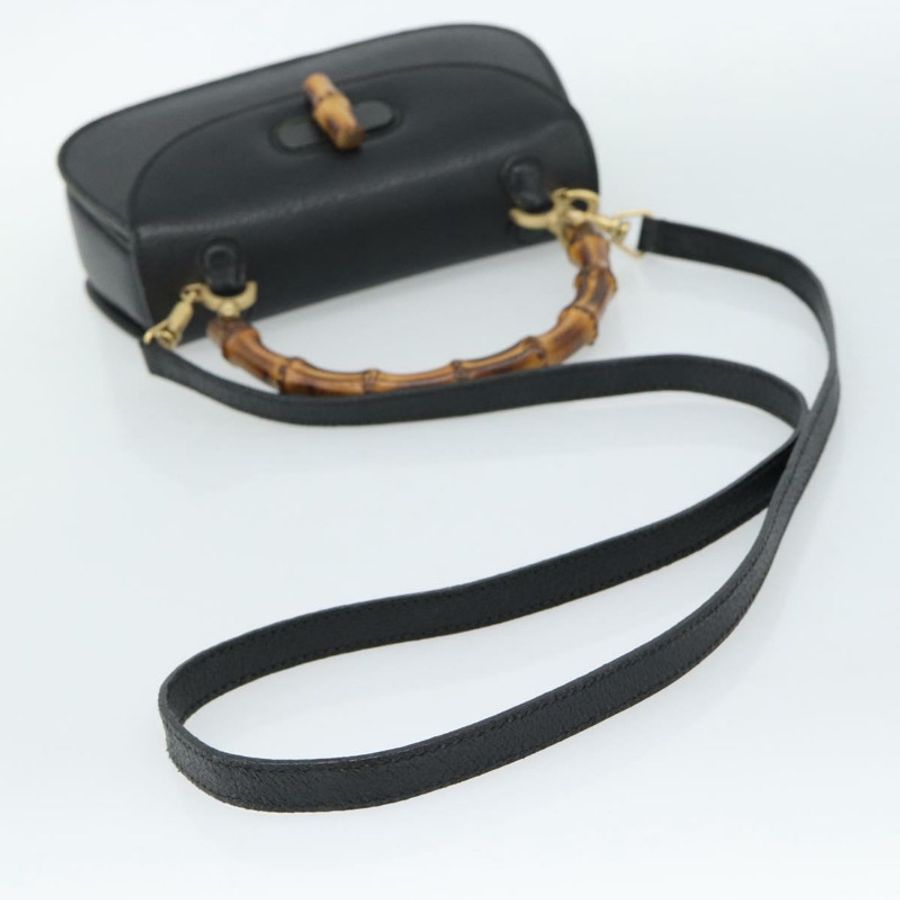 【日本直送】GUCCI 竹節肩背包 皮革 兩用 黑色 金色 000 1014 0188 正品 187626SAV-7