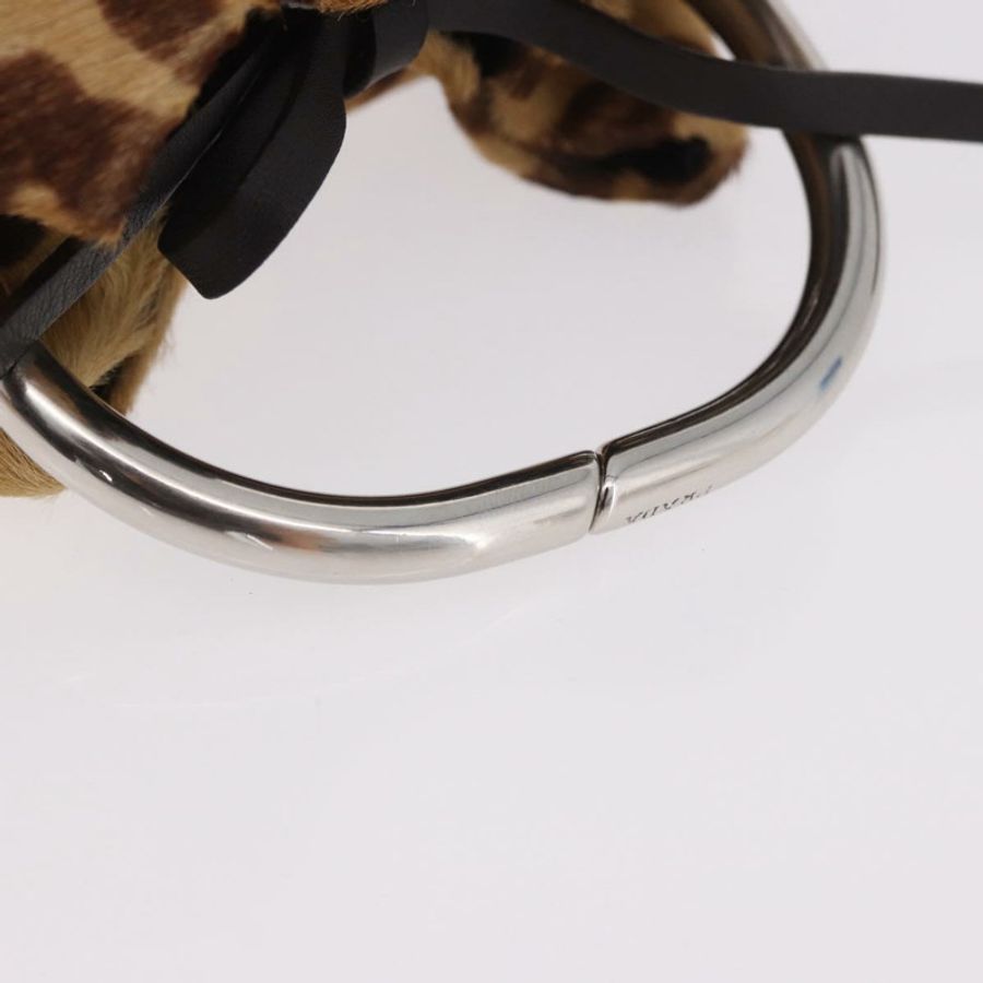 【日本直送】PRADA 棕色銀色小牛皮手拿包(正品)187486V-4