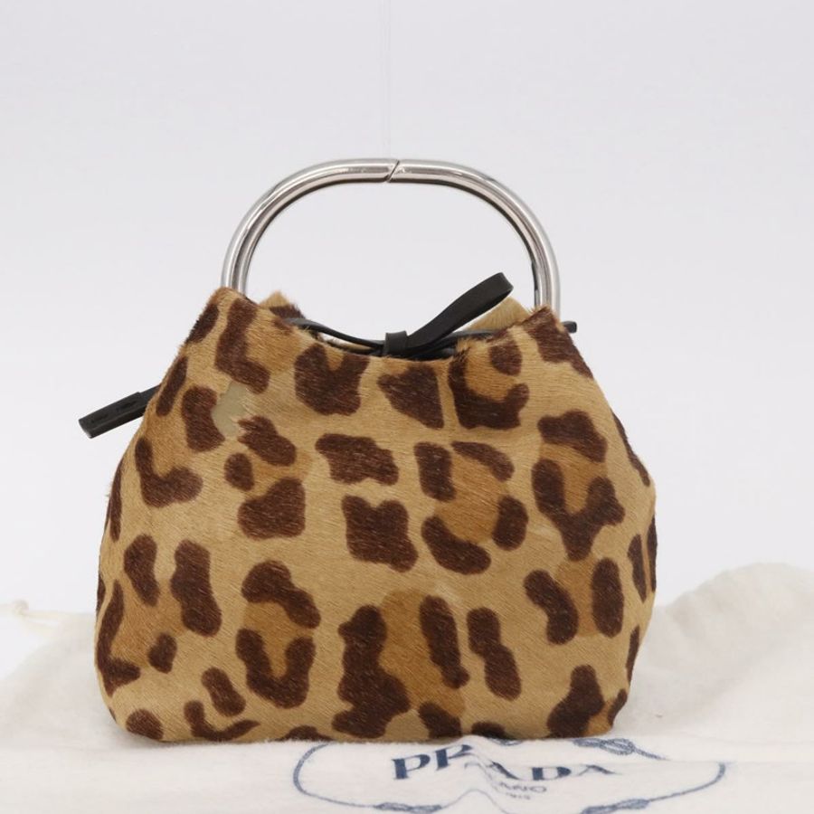 【日本直送】PRADA 棕色銀色小牛皮手拿包(正品)187486V-11