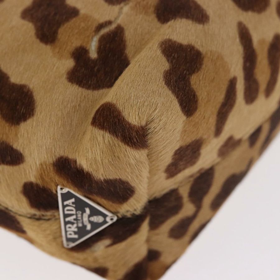 【日本直送】PRADA 棕色銀色小牛皮手拿包(正品)187486V-14