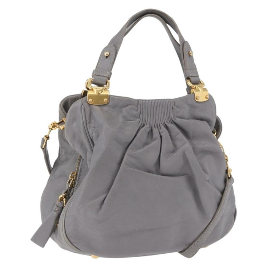 【日本直送】Miu Miu 手提包 皮革 兩用 灰色 金色 正品 187651A-0
