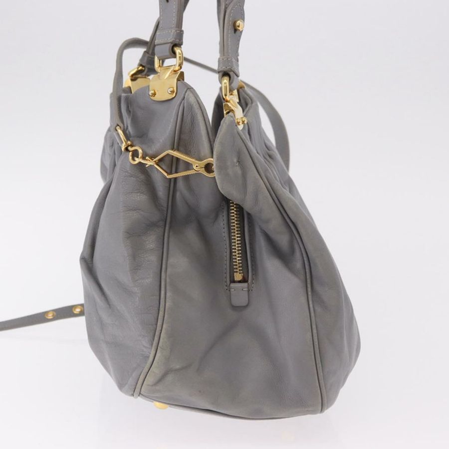 【日本直送】Miu Miu 手提包 皮革 兩用 灰色 金色 正品 187651A-2