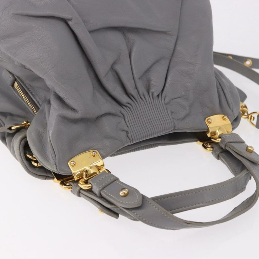 【日本直送】Miu Miu 手提包 皮革 兩用 灰色 金色 正品 187651A-5