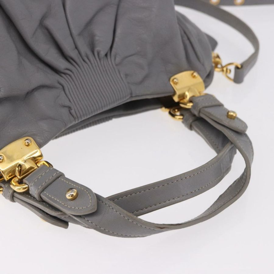 【日本直送】Miu Miu 手提包 皮革 兩用 灰色 金色 正品 187651A-6