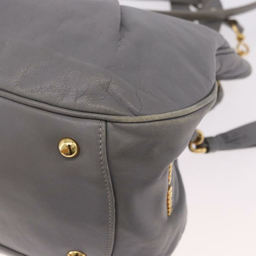 【日本直送】Miu Miu 手提包 皮革 兩用 灰色 金色 正品 187651A-9