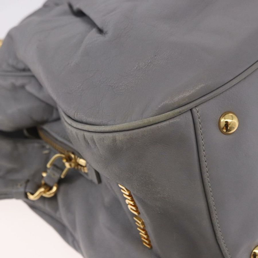 【日本直送】Miu Miu 手提包 皮革 兩用 灰色 金色 正品 187651A-14