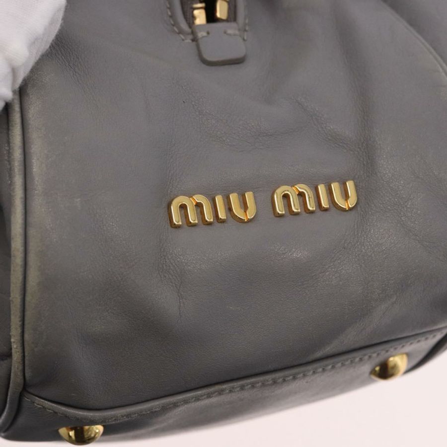 【日本直送】Miu Miu 手提包 皮革 兩用 灰色 金色 正品 187651A-17