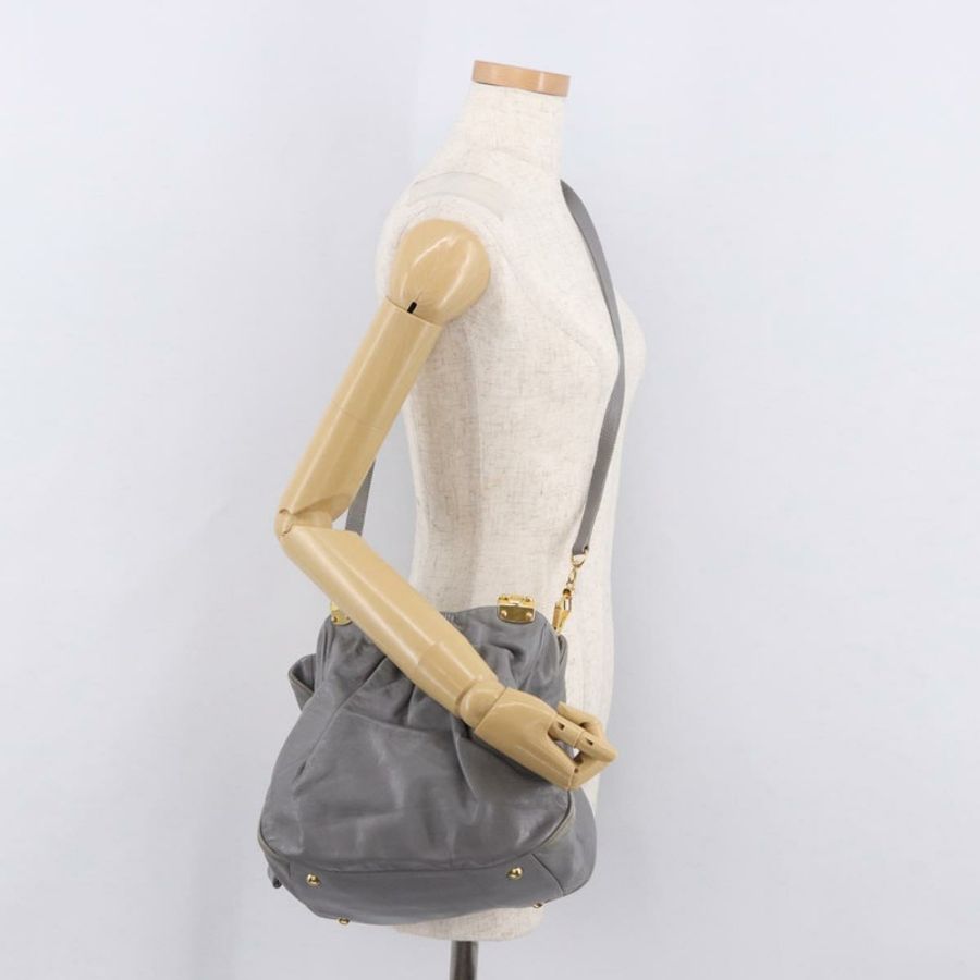 【日本直送】Miu Miu 手提包 皮革 兩用 灰色 金色 正品 187651A-27