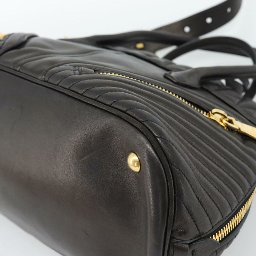 【日本直送】Miu Miu Matelasse 機車手提包 羊皮 2way 黑色 金色 Auth 187637V-15