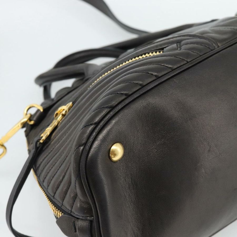 【日本直送】Miu Miu Matelasse 機車手提包 羊皮 2way 黑色 金色 Auth 187637V-16