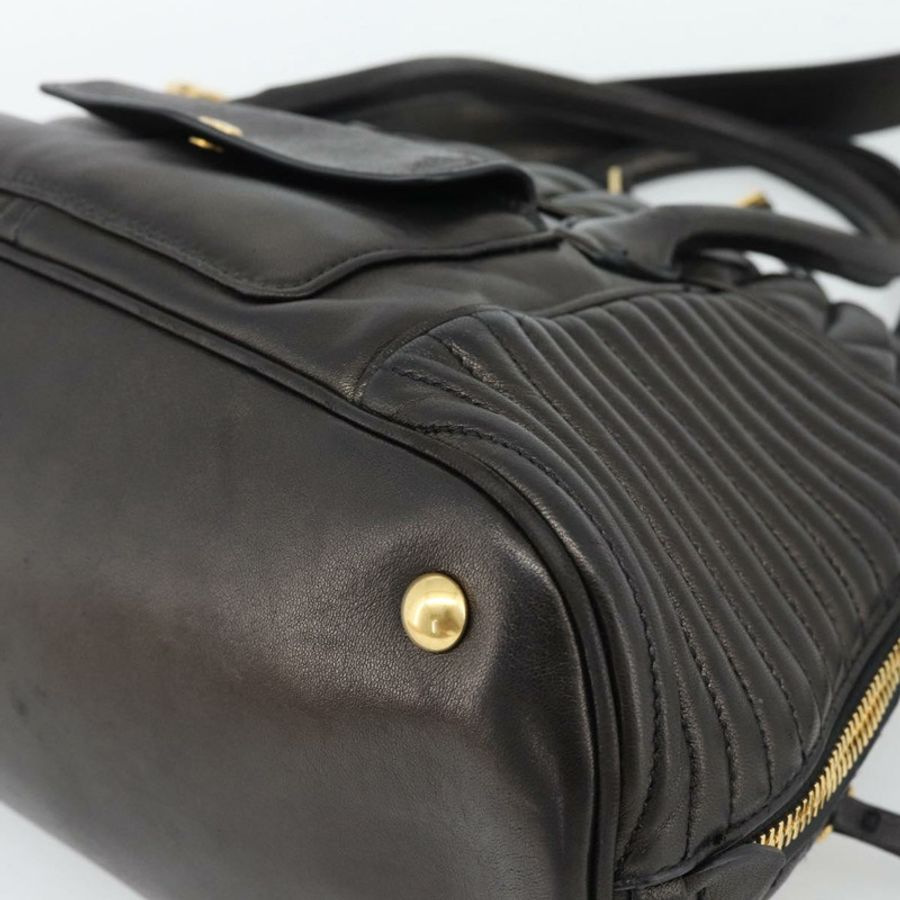 【日本直送】Miu Miu Matelasse 機車手提包 羊皮 2way 黑色 金色 Auth 187637V-17