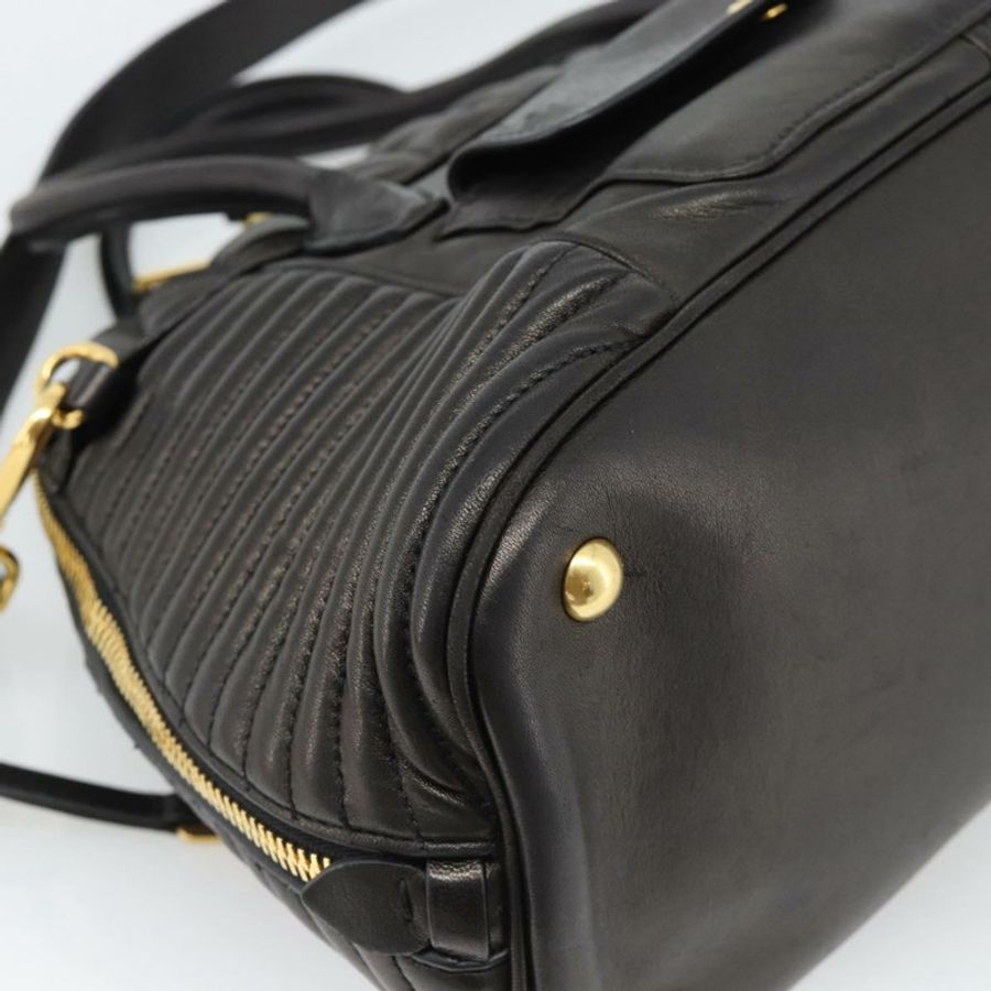 【日本直送】Miu Miu Matelasse 機車手提包 羊皮 2way 黑色 金色 Auth 187637V-18