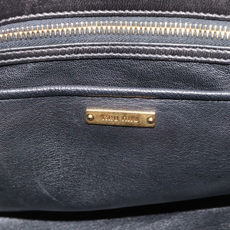 【日本直送】Miu Miu Matelasse 機車手提包 羊皮 2way 黑色 金色 Auth 187637V-20