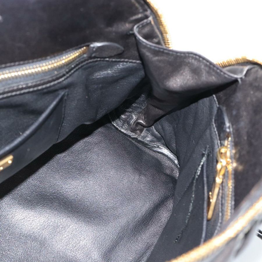 【日本直送】Miu Miu Matelasse 機車手提包 羊皮 2way 黑色 金色 Auth 187637V-21